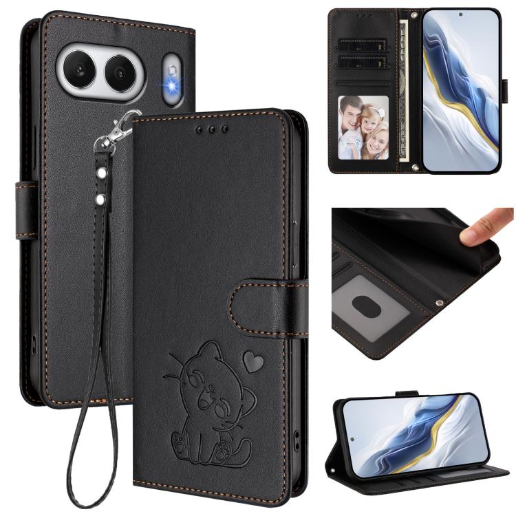Embossed Heart Cat Leather Phone Case with Hand Strap, For OnePlus Turbo 6X Pro 5G, For OnePlus Turbo 6 / 6V 5G, For OnePlus Nord 5 5G / Ace 5 Ultra, For OnePlus Nord CE5 / Ace 5 Racing, For OnePlus 13T 5G, For OnePlus 13R / Ace 5 Pro / Ace 5          ...