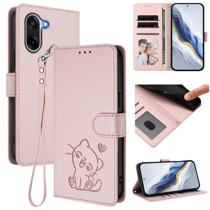 Embossed Heart Cat Leather Phone Case with Hand Strap, For OnePlus Turbo 6X Pro 5G, For OnePlus Turbo 6 / 6V 5G, For OnePlus Nord 5 5G / Ace 5 Ultra, For OnePlus Nord CE5 / Ace 5 Racing, For OnePlus 13T 5G, For OnePlus 13R / Ace 5 Pro / Ace 5          ...