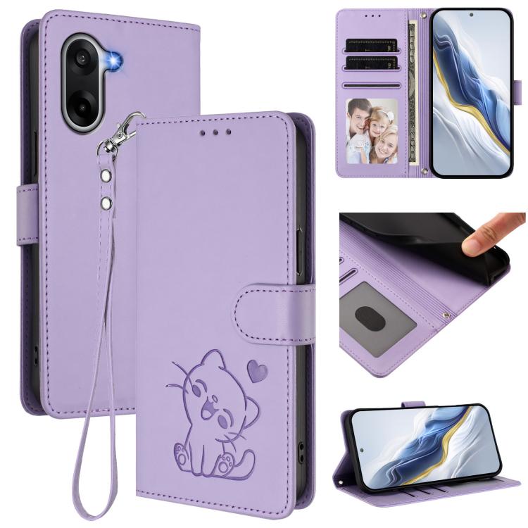 Embossed Heart Cat Leather Phone Case with Hand Strap, For OnePlus Turbo 6X Pro 5G, For OnePlus Turbo 6 / 6V 5G, For OnePlus Nord 5 5G / Ace 5 Ultra, For OnePlus Nord CE5 / Ace 5 Racing, For OnePlus 13T 5G, For OnePlus 13R / Ace 5 Pro / Ace 5          ...