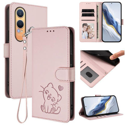 Embossed Heart Cat Leather Phone Case with Hand Strap, For OnePlus Turbo 6X Pro 5G, For OnePlus Turbo 6 / 6V 5G, For OnePlus Nord 5 5G / Ace 5 Ultra, For OnePlus Nord CE5 / Ace 5 Racing, For OnePlus 13T 5G, For OnePlus 13R / Ace 5 Pro / Ace 5          ...