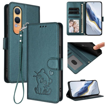 Embossed Heart Cat Leather Phone Case with Hand Strap, For OnePlus Turbo 6X Pro 5G, For OnePlus Turbo 6 / 6V 5G, For OnePlus Nord 5 5G / Ace 5 Ultra, For OnePlus Nord CE5 / Ace 5 Racing, For OnePlus 13T 5G, For OnePlus 13R / Ace 5 Pro / Ace 5          ...