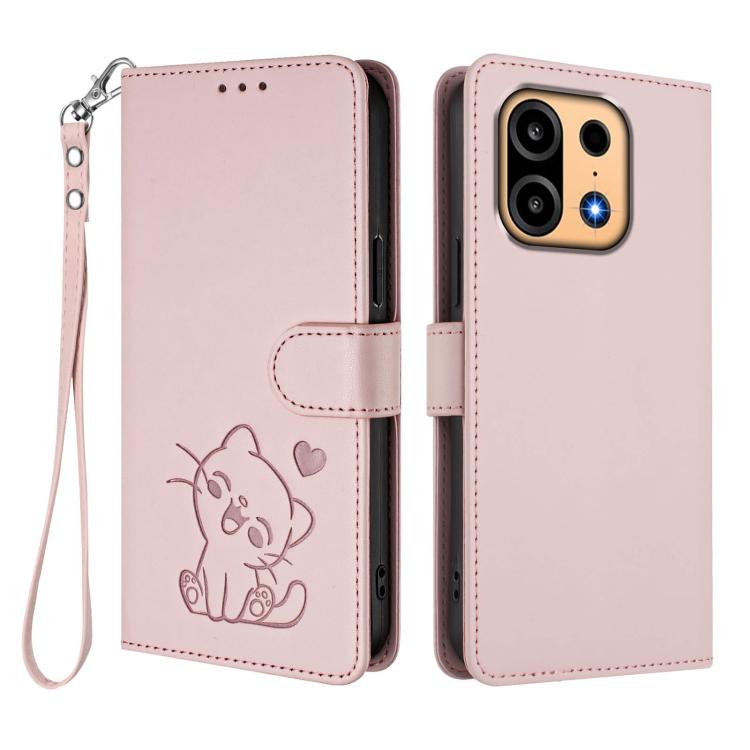 Embossed Heart Cat Leather Phone Case with Hand Strap, For OnePlus Turbo 6X Pro 5G, For OnePlus Turbo 6 / 6V 5G, For OnePlus Nord 5 5G / Ace 5 Ultra, For OnePlus Nord CE5 / Ace 5 Racing, For OnePlus 13T 5G, For OnePlus 13R / Ace 5 Pro / Ace 5          ...