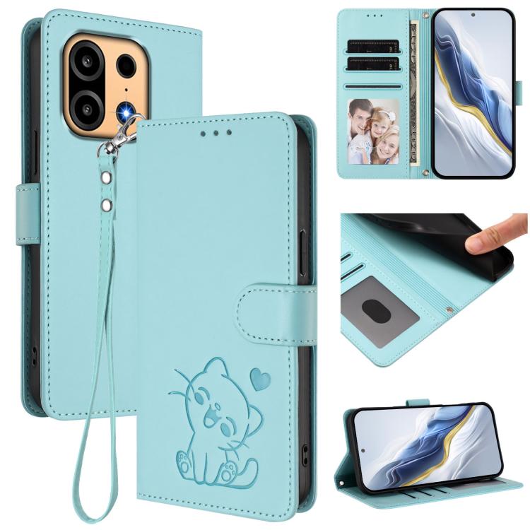 Embossed Heart Cat Leather Phone Case with Hand Strap, For OnePlus Turbo 6X Pro 5G, For OnePlus Turbo 6 / 6V 5G, For OnePlus Nord 5 5G / Ace 5 Ultra, For OnePlus Nord CE5 / Ace 5 Racing, For OnePlus 13T 5G, For OnePlus 13R / Ace 5 Pro / Ace 5          ...