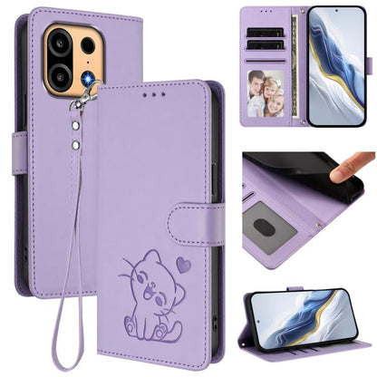 Embossed Heart Cat Leather Phone Case with Hand Strap, For OnePlus Turbo 6X Pro 5G, For OnePlus Turbo 6 / 6V 5G, For OnePlus Nord 5 5G / Ace 5 Ultra, For OnePlus Nord CE5 / Ace 5 Racing, For OnePlus 13T 5G, For OnePlus 13R / Ace 5 Pro / Ace 5          ...