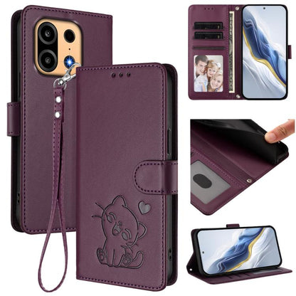 Embossed Heart Cat Leather Phone Case with Hand Strap, For OnePlus Turbo 6X Pro 5G, For OnePlus Turbo 6 / 6V 5G, For OnePlus Nord 5 5G / Ace 5 Ultra, For OnePlus Nord CE5 / Ace 5 Racing, For OnePlus 13T 5G, For OnePlus 13R / Ace 5 Pro / Ace 5          ...