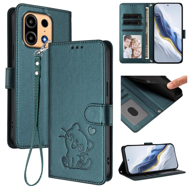 Embossed Heart Cat Leather Phone Case with Hand Strap, For OnePlus Turbo 6X Pro 5G, For OnePlus Turbo 6 / 6V 5G, For OnePlus Nord 5 5G / Ace 5 Ultra, For OnePlus Nord CE5 / Ace 5 Racing, For OnePlus 13T 5G, For OnePlus 13R / Ace 5 Pro / Ace 5          ...
