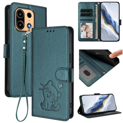 Embossed Heart Cat Leather Phone Case with Hand Strap, For OnePlus Turbo 6X Pro 5G, For OnePlus Turbo 6 / 6V 5G, For OnePlus Nord 5 5G / Ace 5 Ultra, For OnePlus Nord CE5 / Ace 5 Racing, For OnePlus 13T 5G, For OnePlus 13R / Ace 5 Pro / Ace 5          ...