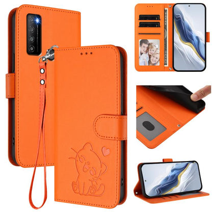 Embossed Heart Cat Leather Phone Case with Hand Strap, For TCL 50 SE / 40 NxtPaper 4G, For TCL 501 / Vodafone Smart M25, For TCL 505 / T509K / T5094, For TCL 502, For TCL 40 SE, For TCL 403 / Vodafone Smart M23, For TCL 40 R 5G / Sharp Aquos V6 5G     ...