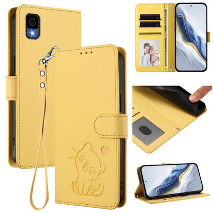 Embossed Heart Cat Leather Phone Case with Hand Strap, For TCL K70 Power 4G / K70 4G, For TCL NxtPaper 70 Pro 5G, For TCL K32 5G / K33 5G, For TCL 60 SE NxtPaper 5G, For TCL 30Z / T602DL / 30 LE / T602DL, For TCL 40 XL / Lively Jitterbug Smart4        ...