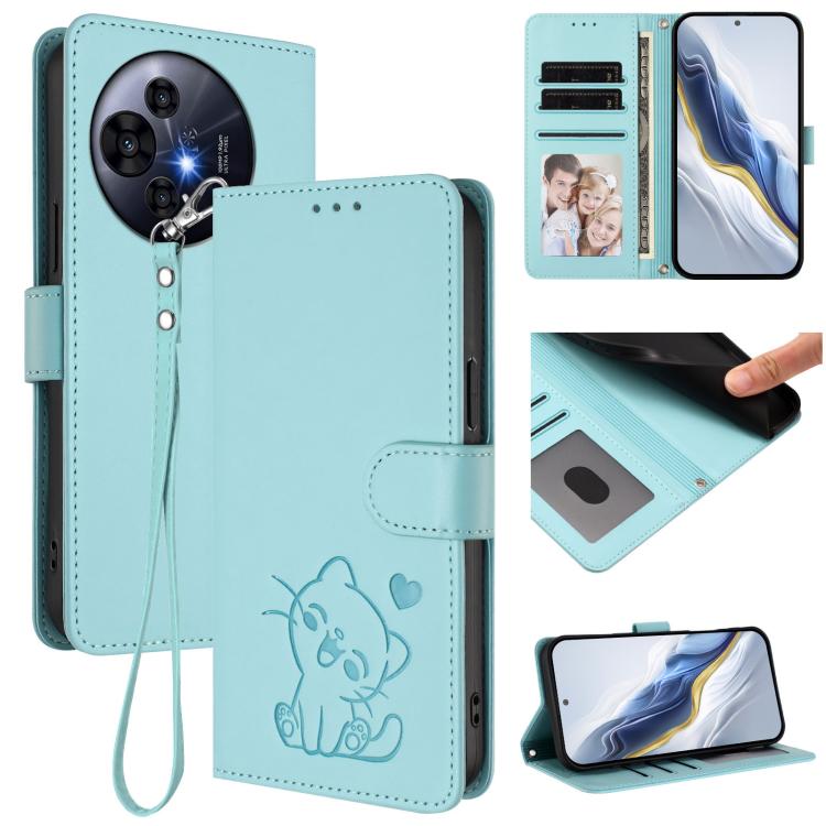 Embossed Heart Cat Leather Phone Case with Hand Strap, For TCL K70 Power 4G / K70 4G, For TCL NxtPaper 70 Pro 5G, For TCL K32 5G / K33 5G, For TCL 60 SE NxtPaper 5G, For TCL 30Z / T602DL / 30 LE / T602DL, For TCL 40 XL / Lively Jitterbug Smart4        ...