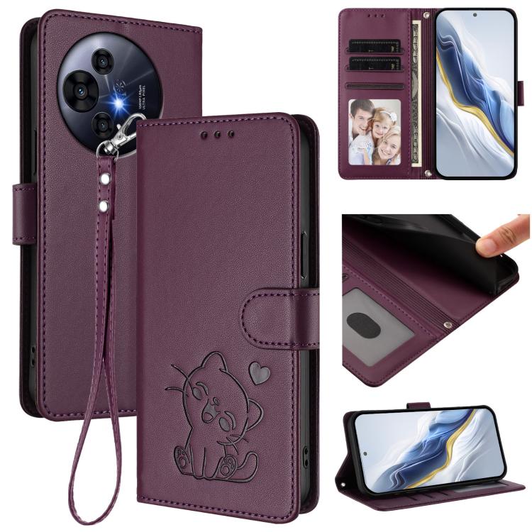 Embossed Heart Cat Leather Phone Case with Hand Strap, For TCL K70 Power 4G / K70 4G, For TCL NxtPaper 70 Pro 5G, For TCL K32 5G / K33 5G, For TCL 60 SE NxtPaper 5G, For TCL 30Z / T602DL / 30 LE / T602DL, For TCL 40 XL / Lively Jitterbug Smart4        ...