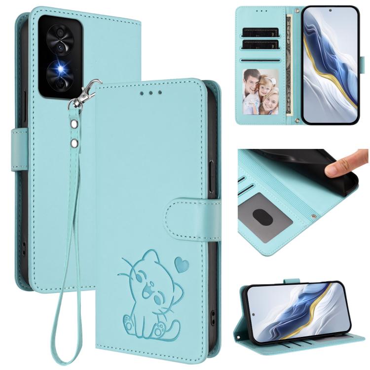 Embossed Heart Cat Leather Phone Case with Hand Strap, For TCL 50 SE / 40 NxtPaper 4G, For TCL 501 / Vodafone Smart M25, For TCL 505 / T509K / T5094, For TCL 502, For TCL 40 SE, For TCL 403 / Vodafone Smart M23, For TCL 40 R 5G / Sharp Aquos V6 5G     ...