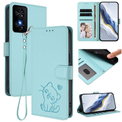 Embossed Heart Cat Leather Phone Case with Hand Strap, For TCL 50 SE / 40 NxtPaper 4G, For TCL 501 / Vodafone Smart M25, For TCL 505 / T509K / T5094, For TCL 502, For TCL 40 SE, For TCL 403 / Vodafone Smart M23, For TCL 40 R 5G / Sharp Aquos V6 5G     ...