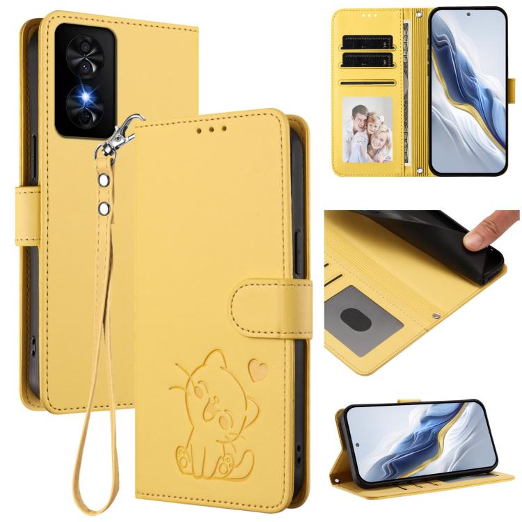 Embossed Heart Cat Leather Phone Case with Hand Strap, For TCL 50 SE / 40 NxtPaper 4G, For TCL 501 / Vodafone Smart M25, For TCL 505 / T509K / T5094, For TCL 502, For TCL 40 SE, For TCL 403 / Vodafone Smart M23, For TCL 40 R 5G / Sharp Aquos V6 5G     ...