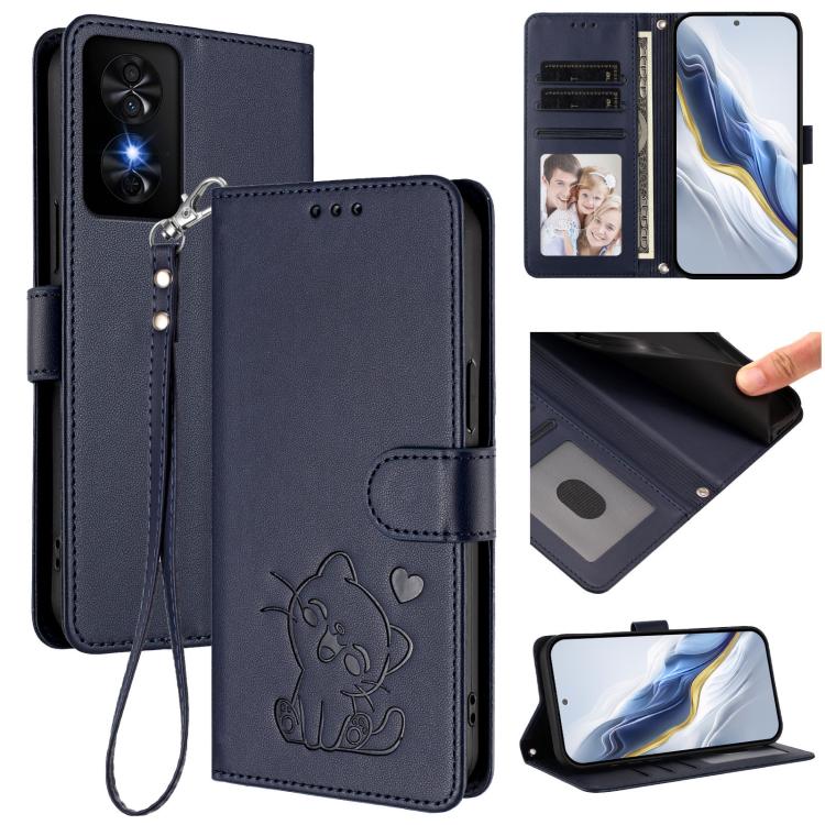 Embossed Heart Cat Leather Phone Case with Hand Strap, For TCL 50 SE / 40 NxtPaper 4G, For TCL 501 / Vodafone Smart M25, For TCL 505 / T509K / T5094, For TCL 502, For TCL 40 SE, For TCL 403 / Vodafone Smart M23, For TCL 40 R 5G / Sharp Aquos V6 5G     ...