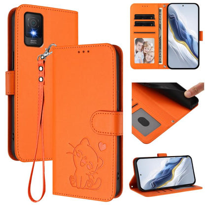 Embossed Heart Cat Leather Phone Case with Hand Strap, For TCL 50 SE / 40 NxtPaper 4G, For TCL 501 / Vodafone Smart M25, For TCL 505 / T509K / T5094, For TCL 502, For TCL 40 SE, For TCL 403 / Vodafone Smart M23, For TCL 40 R 5G / Sharp Aquos V6 5G     ...