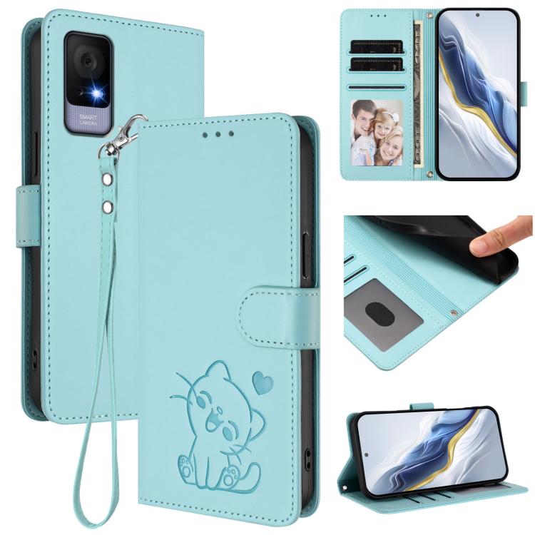Embossed Heart Cat Leather Phone Case with Hand Strap, For TCL K70 Power 4G / K70 4G, For TCL NxtPaper 70 Pro 5G, For TCL K32 5G / K33 5G, For TCL 60 SE NxtPaper 5G, For TCL 30Z / T602DL / 30 LE / T602DL, For TCL 40 XL / Lively Jitterbug Smart4        ...