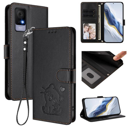 Embossed Heart Cat Leather Phone Case with Hand Strap, For TCL K70 Power 4G / K70 4G, For TCL NxtPaper 70 Pro 5G, For TCL K32 5G / K33 5G, For TCL 60 SE NxtPaper 5G, For TCL 30Z / T602DL / 30 LE / T602DL, For TCL 40 XL / Lively Jitterbug Smart4        ...