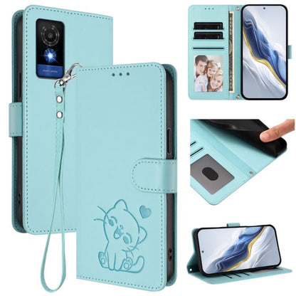 Embossed Heart Cat Leather Phone Case with Hand Strap, For TCL 50 SE / 40 NxtPaper 4G, For TCL 501 / Vodafone Smart M25, For TCL 505 / T509K / T5094, For TCL 502, For TCL 40 SE, For TCL 403 / Vodafone Smart M23, For TCL 40 R 5G / Sharp Aquos V6 5G     ...