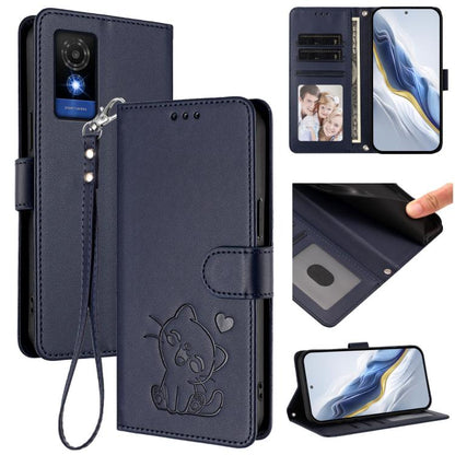 Embossed Heart Cat Leather Phone Case with Hand Strap, For TCL 50 SE / 40 NxtPaper 4G, For TCL 501 / Vodafone Smart M25, For TCL 505 / T509K / T5094, For TCL 502, For TCL 40 SE, For TCL 403 / Vodafone Smart M23, For TCL 40 R 5G / Sharp Aquos V6 5G     ...