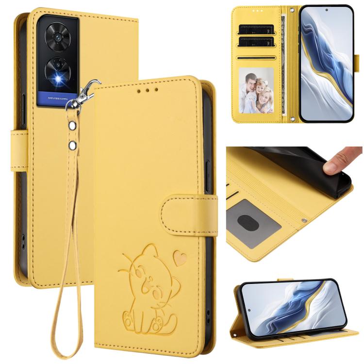 Embossed Heart Cat Leather Phone Case with Hand Strap, For TCL 50 SE / 40 NxtPaper 4G, For TCL 501 / Vodafone Smart M25, For TCL 505 / T509K / T5094, For TCL 502, For TCL 40 SE, For TCL 403 / Vodafone Smart M23, For TCL 40 R 5G / Sharp Aquos V6 5G     ...