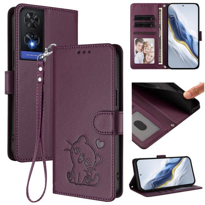 Embossed Heart Cat Leather Phone Case with Hand Strap, For TCL 50 SE / 40 NxtPaper 4G, For TCL 501 / Vodafone Smart M25, For TCL 505 / T509K / T5094, For TCL 502, For TCL 40 SE, For TCL 403 / Vodafone Smart M23, For TCL 40 R 5G / Sharp Aquos V6 5G     ...