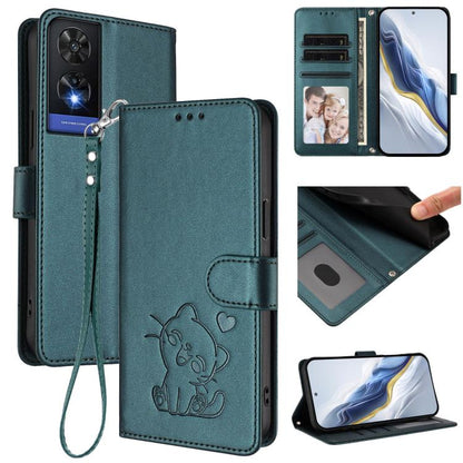 Embossed Heart Cat Leather Phone Case with Hand Strap, For TCL 50 SE / 40 NxtPaper 4G, For TCL 501 / Vodafone Smart M25, For TCL 505 / T509K / T5094, For TCL 502, For TCL 40 SE, For TCL 403 / Vodafone Smart M23, For TCL 40 R 5G / Sharp Aquos V6 5G     ...