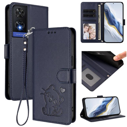 Embossed Heart Cat Leather Phone Case with Hand Strap, For TCL 50 SE / 40 NxtPaper 4G, For TCL 501 / Vodafone Smart M25, For TCL 505 / T509K / T5094, For TCL 502, For TCL 40 SE, For TCL 403 / Vodafone Smart M23, For TCL 40 R 5G / Sharp Aquos V6 5G     ...