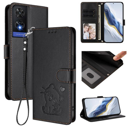 Embossed Heart Cat Leather Phone Case with Hand Strap, For TCL 50 SE / 40 NxtPaper 4G, For TCL 501 / Vodafone Smart M25, For TCL 505 / T509K / T5094, For TCL 502, For TCL 40 SE, For TCL 403 / Vodafone Smart M23, For TCL 40 R 5G / Sharp Aquos V6 5G     ...