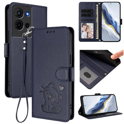 Embossed Heart Cat Leather Phone Case with Hand Strap, For TCL K70 Power 4G / K70 4G, For TCL NxtPaper 70 Pro 5G, For TCL K32 5G / K33 5G, For TCL 60 SE NxtPaper 5G, For TCL 30Z / T602DL / 30 LE / T602DL, For TCL 40 XL / Lively Jitterbug Smart4        ...