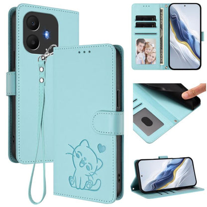 Embossed Heart Cat Leather Phone Case with Hand Strap, For TCL K70 Power 4G / K70 4G, For TCL NxtPaper 70 Pro 5G, For TCL K32 5G / K33 5G, For TCL 60 SE NxtPaper 5G, For TCL 30Z / T602DL / 30 LE / T602DL, For TCL 40 XL / Lively Jitterbug Smart4        ...