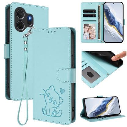 Embossed Heart Cat Leather Phone Case with Hand Strap, For TCL K70 Power 4G / K70 4G, For TCL NxtPaper 70 Pro 5G, For TCL K32 5G / K33 5G, For TCL 60 SE NxtPaper 5G, For TCL 30Z / T602DL / 30 LE / T602DL, For TCL 40 XL / Lively Jitterbug Smart4        ...