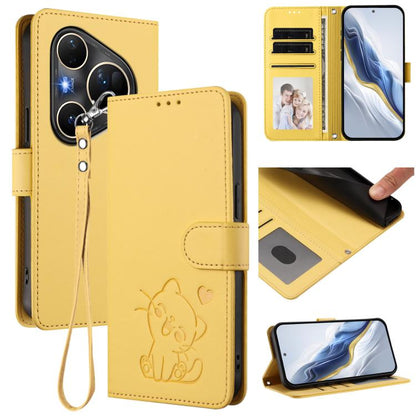Embossed Heart Cat Leather Phone Case with Hand Strap, For Huawei nova 15 / nova 16z, For Huawei nova 16, For Huawei Pura 90 Pro Max 5G, For Huawei Pura 90 Pro 5G, For Huawei Mate 70 Air 5G, For Huawei Pura 80 Ultra 5G                                  ...