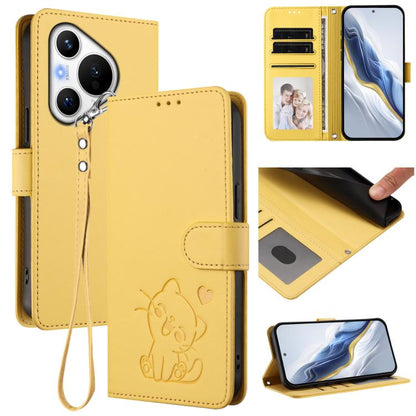 Embossed Heart Cat Leather Phone Case with Hand Strap, For Huawei Pura 70 Pro / Pura 70 Pro+, For Huawei Pura 70 Ultra, For Huawei nova 12s / nova 12 Lite / nova 11, For Huawei Pura 70, For Huawei Mate 60 Pro / Mate 60 Pro+, For Huawei Mate 60         ...
