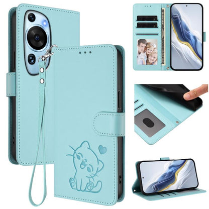 Embossed Heart Cat Leather Phone Case with Hand Strap, For Huawei Pura 70 Pro / Pura 70 Pro+, For Huawei Pura 70 Ultra, For Huawei nova 12s / nova 12 Lite / nova 11, For Huawei Pura 70, For Huawei Mate 60 Pro / Mate 60 Pro+, For Huawei Mate 60         ...