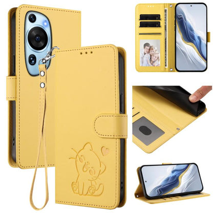 Embossed Heart Cat Leather Phone Case with Hand Strap, For Huawei Pura 70 Pro / Pura 70 Pro+, For Huawei Pura 70 Ultra, For Huawei nova 12s / nova 12 Lite / nova 11, For Huawei Pura 70, For Huawei Mate 60 Pro / Mate 60 Pro+, For Huawei Mate 60         ...