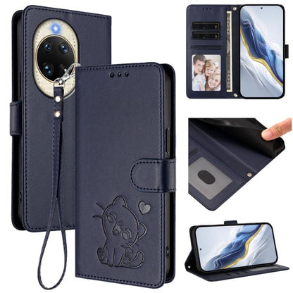 Embossed Heart Cat Leather Phone Case with Hand Strap, For Huawei nova 14 Ultra, For Huawei nova 14 Pro, For Huawei nova 14, For Huawei Enjoy 80 / Nova Y73, For Huawei nova 13i / nova 12i Global, For Huawei Mate 70 Pro, For Huawei Mate 70              ...