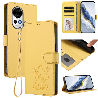 Embossed Heart Cat Leather Phone Case with Hand Strap, For Huawei nova 14 Ultra, For Huawei nova 14 Pro, For Huawei nova 14, For Huawei Enjoy 80 / Nova Y73, For Huawei nova 13i / nova 12i Global, For Huawei Mate 70 Pro, For Huawei Mate 70              ...
