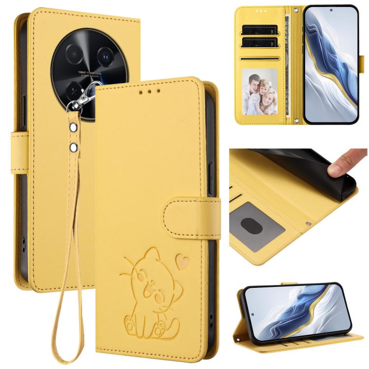 Embossed Heart Cat Leather Phone Case with Hand Strap, For Huawei nova 14 Ultra, For Huawei nova 14 Pro, For Huawei nova 14, For Huawei Enjoy 80 / Nova Y73, For Huawei nova 13i / nova 12i Global, For Huawei Mate 70 Pro, For Huawei Mate 70              ...