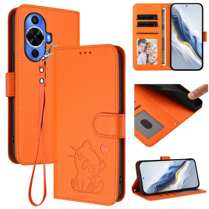 Embossed Heart Cat Leather Phone Case with Hand Strap, For Huawei Pura 70 Pro / Pura 70 Pro+, For Huawei Pura 70 Ultra, For Huawei nova 12s / nova 12 Lite / nova 11, For Huawei Pura 70, For Huawei Mate 60 Pro / Mate 60 Pro+, For Huawei Mate 60         ...
