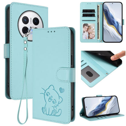 Embossed Heart Cat Leather Phone Case with Hand Strap, For Huawei nova 14 Ultra, For Huawei nova 14 Pro, For Huawei nova 14, For Huawei Enjoy 80 / Nova Y73, For Huawei nova 13i / nova 12i Global, For Huawei Mate 70 Pro, For Huawei Mate 70              ...