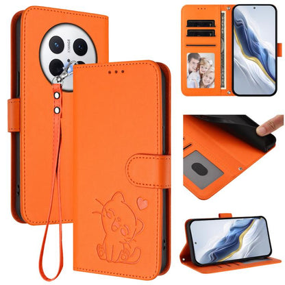 Embossed Heart Cat Leather Phone Case with Hand Strap, For Huawei nova 14 Ultra, For Huawei nova 14 Pro, For Huawei nova 14, For Huawei Enjoy 80 / Nova Y73, For Huawei nova 13i / nova 12i Global, For Huawei Mate 70 Pro, For Huawei Mate 70              ...