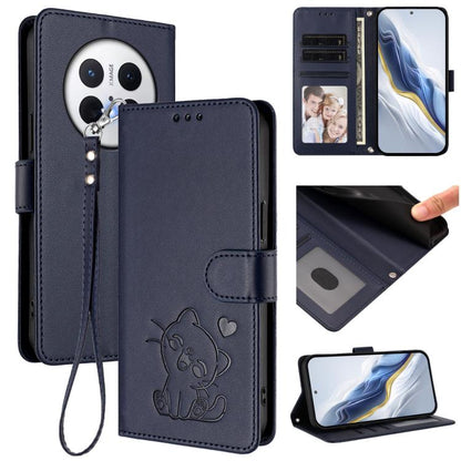 Embossed Heart Cat Leather Phone Case with Hand Strap, For Huawei nova 14 Ultra, For Huawei nova 14 Pro, For Huawei nova 14, For Huawei Enjoy 80 / Nova Y73, For Huawei nova 13i / nova 12i Global, For Huawei Mate 70 Pro, For Huawei Mate 70              ...