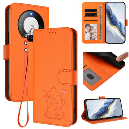 Embossed Heart Cat Leather Phone Case with Hand Strap, For Huawei Pura 70 Pro / Pura 70 Pro+, For Huawei Pura 70 Ultra, For Huawei nova 12s / nova 12 Lite / nova 11, For Huawei Pura 70, For Huawei Mate 60 Pro / Mate 60 Pro+, For Huawei Mate 60         ...