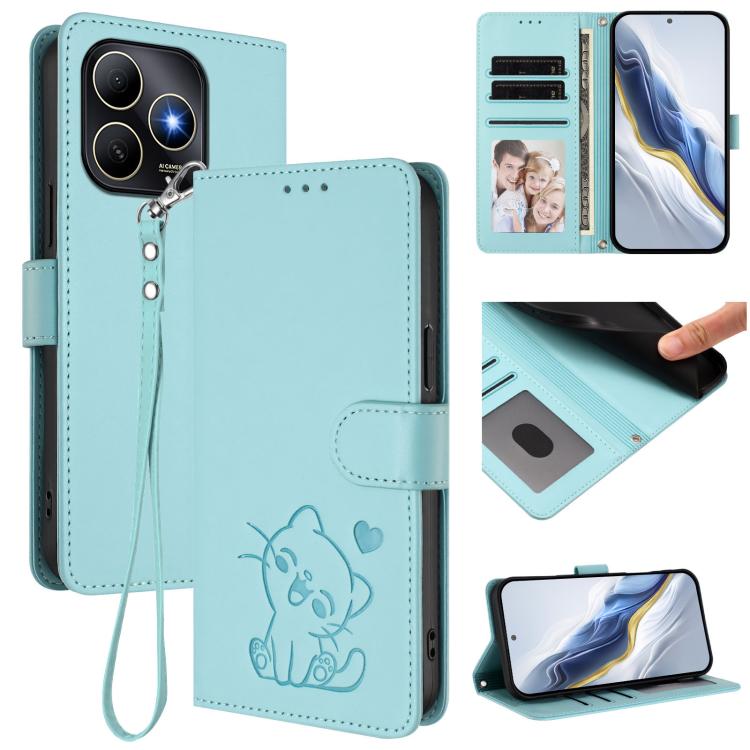 Embossed Heart Cat Leather Phone Case with Hand Strap, For Huawei nova 15 / nova 16z, For Huawei nova 16, For Huawei Pura 90 Pro Max 5G, For Huawei Pura 90 Pro 5G, For Huawei Mate 70 Air 5G, For Huawei Pura 80 Ultra 5G                                  ...