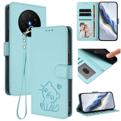 Embossed Heart Cat Leather Phone Case with Hand Strap, For Huawei nova 15 / nova 16z, For Huawei nova 16, For Huawei Pura 90 Pro Max 5G, For Huawei Pura 90 Pro 5G, For Huawei Mate 70 Air 5G, For Huawei Pura 80 Ultra 5G                                  ...