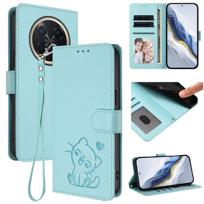 Embossed Heart Cat Leather Phone Case with Hand Strap, For Huawei nova 15 / nova 16z, For Huawei nova 16, For Huawei Pura 90 Pro Max 5G, For Huawei Pura 90 Pro 5G, For Huawei Mate 70 Air 5G, For Huawei Pura 80 Ultra 5G                                  ...