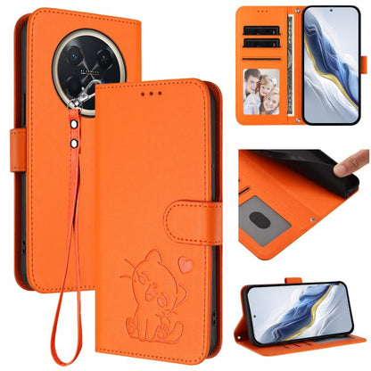 Embossed Heart Cat Leather Phone Case with Hand Strap, For Huawei nova 15 / nova 16z, For Huawei nova 16, For Huawei Pura 90 Pro Max 5G, For Huawei Pura 90 Pro 5G, For Huawei Mate 70 Air 5G, For Huawei Pura 80 Ultra 5G                                  ...