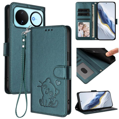 Embossed Heart Cat Leather Phone Case with Hand Strap, For Huawei nova 15 / nova 16z, For Huawei nova 16, For Huawei Pura 90 Pro Max 5G, For Huawei Pura 90 Pro 5G, For Huawei Mate 70 Air 5G, For Huawei Pura 80 Ultra 5G                                  ...