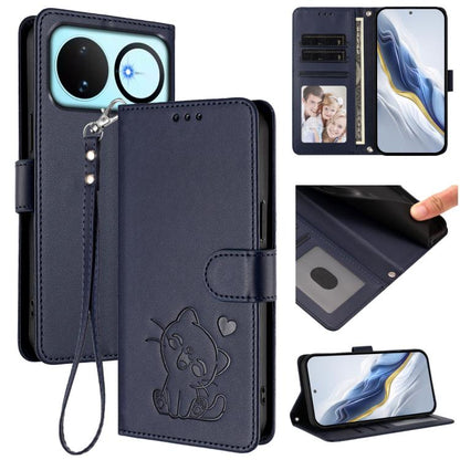 Embossed Heart Cat Leather Phone Case with Hand Strap, For Huawei nova 15 / nova 16z, For Huawei nova 16, For Huawei Pura 90 Pro Max 5G, For Huawei Pura 90 Pro 5G, For Huawei Mate 70 Air 5G, For Huawei Pura 80 Ultra 5G                                  ...